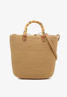 Torebki damskie - Ciemnobeżowa Szydełkowa Torebka z Rączką Revalirae - miniaturka - grafika 1