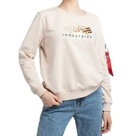 Bluzy sportowe damskie - Bluza Alpha Industries Gold Logo 106030578 - kremowa - miniaturka - grafika 1