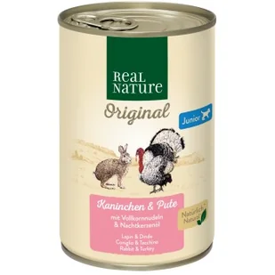 REAL NATURE Junior Królik i indyk 24x400 g - Mokra karma dla psów - miniaturka - grafika 1