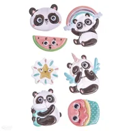 Pasmanteria - NAKLEJKI PUFFY PANDY 7 SZT. - miniaturka - grafika 1