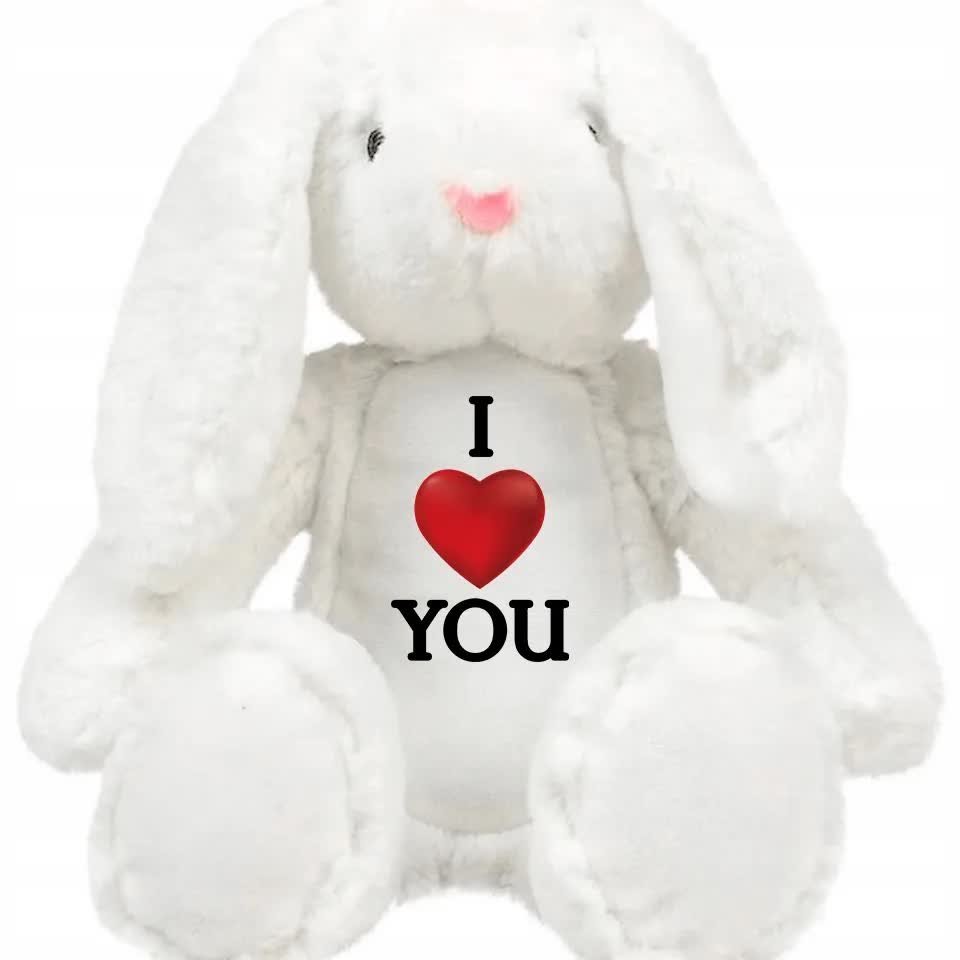 PRZYTULANKA KRÓLIK BIAŁY I love You Serce Miłość PREZENT WALENTYNKI Wzory
