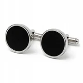 Spinki do mankietów i krawatów - Spinki do mankietów okrągłe - czarne - miniaturka - grafika 1