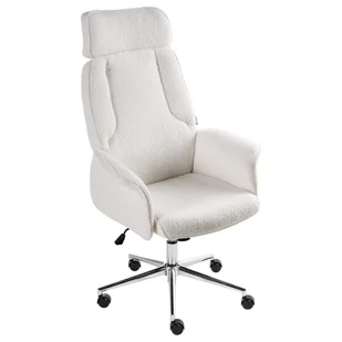 Fotel biurowy, krzesło biurowe Beliani Krzesło biurowe PILOT Boucle Złamana biel - Fotele i krzesła biurowe - miniaturka - grafika 1