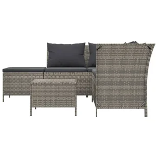 4-cz. zestaw wypoczynkowy do ogrodu, poduszki, szary rattan PE - Meble ogrodowe - miniaturka - grafika 5