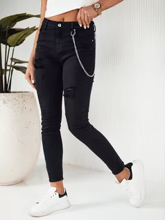 Spodnie damskie - Spodnie damskie jeansowe ALEX czarne Dstreet UY1881 - grafika 1