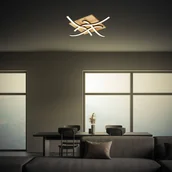 Lampy sufitowe - Briloner Lampa sufitowa LED Vinka, 4-punktowa, 47x47 cm, kolor drewna - miniaturka - grafika 1