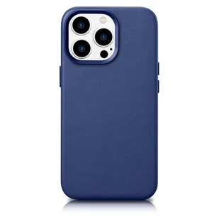 iCarer Case Leather pokrowiec etui z naturalnej skóry do iPhone 14 Pro Max niebieski (WMI14220708-BU) (kompatybilne z MagSafe) - Etui i futerały do telefonów - miniaturka - grafika 1