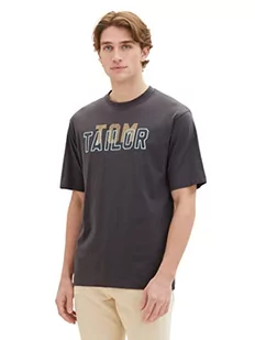 T-shirt męski TOM TAILOR o wygodnym kroju z nadrukowanym logo, 10899-Szary asfalt, S - Koszulki męskie - miniaturka - grafika 1