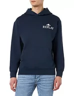 Bluzy męskie - Replay Męska bluza z kapturem, Niebieski... 085, S - miniaturka - grafika 1