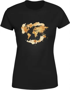 Koszulka damska Złota Mapa Świata kierunki kompas T-shirt damski - Koszulki i topy damskie - miniaturka - grafika 1