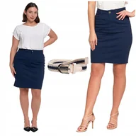 Spódnice - SPÓDNICA DAMSKA Ołówkowa Dopasowana Spódniczka z Paskiem Gładka MORAJ M - miniaturka - grafika 1