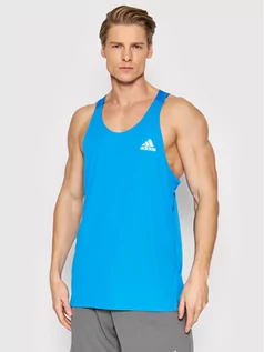 Koszulki sportowe męskie - Adidas Koszulka techniczna Own the Run HB7457 Niebieski Regular Fit - grafika 1