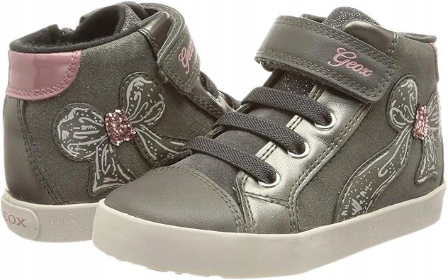 GEOX SZARE TRAMPKI DZIECIĘCE Z APLIKACJĄ KOKARDY 24 T6A