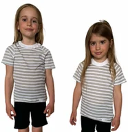 Odzież sportowa dziecięca - COOL kolorowy T-shirt dziecięca .120 .szaro-białe paski - miniaturka - grafika 1