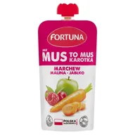 Soki i napoje niegazowane - Fortuna Mus marchew malina jabłko 200 g - miniaturka - grafika 1