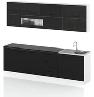 Meble kuchenne - Meble Kuchenne Modułowe Kuchnia Robo Lux 2.6m Zestaw Czarny Połysk Czarny - miniaturka - grafika 1