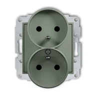 Gniazdka elektryczne - Karlik Gniazdo podwójne z przesłonami torów MINI - szałwiowy - miniaturka - grafika 1