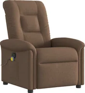 Fotele - Rozkładany fotel masujący, brązowy, obity tkaniną - miniaturka - grafika 1