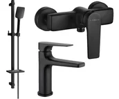 Zestawy baterii łazienkowych - Mexen Lynx DQ62 zestaw prysznicowy, czarny - 745904DQ62-70 - miniaturka - grafika 1