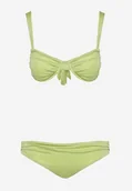 Stroje kąpielowe - Jasnozielone Dwuczęściowe Bikini Biustonosz Wiązany na Plecach Majtki Typu Figi Tiamanis - miniaturka - grafika 1