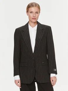 Tommy Hilfiger Marynarka Oversized Prep Pinstripe Blazer WW0WW40498 Czarny Regular Fit - Marynarki i żakiety damskie - miniaturka - grafika 1