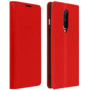 Etui i futerały do telefonów - Etui Folio Real Leather OnePlus 8 z uchwytem na kartę wideo Stojak czerwony - miniaturka - grafika 1