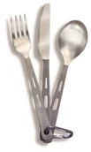 Zestawy sztućców - TITANIUM Optimus 3-Piece Cutlery Set Sztućce, szary/zielony - miniaturka - grafika 1