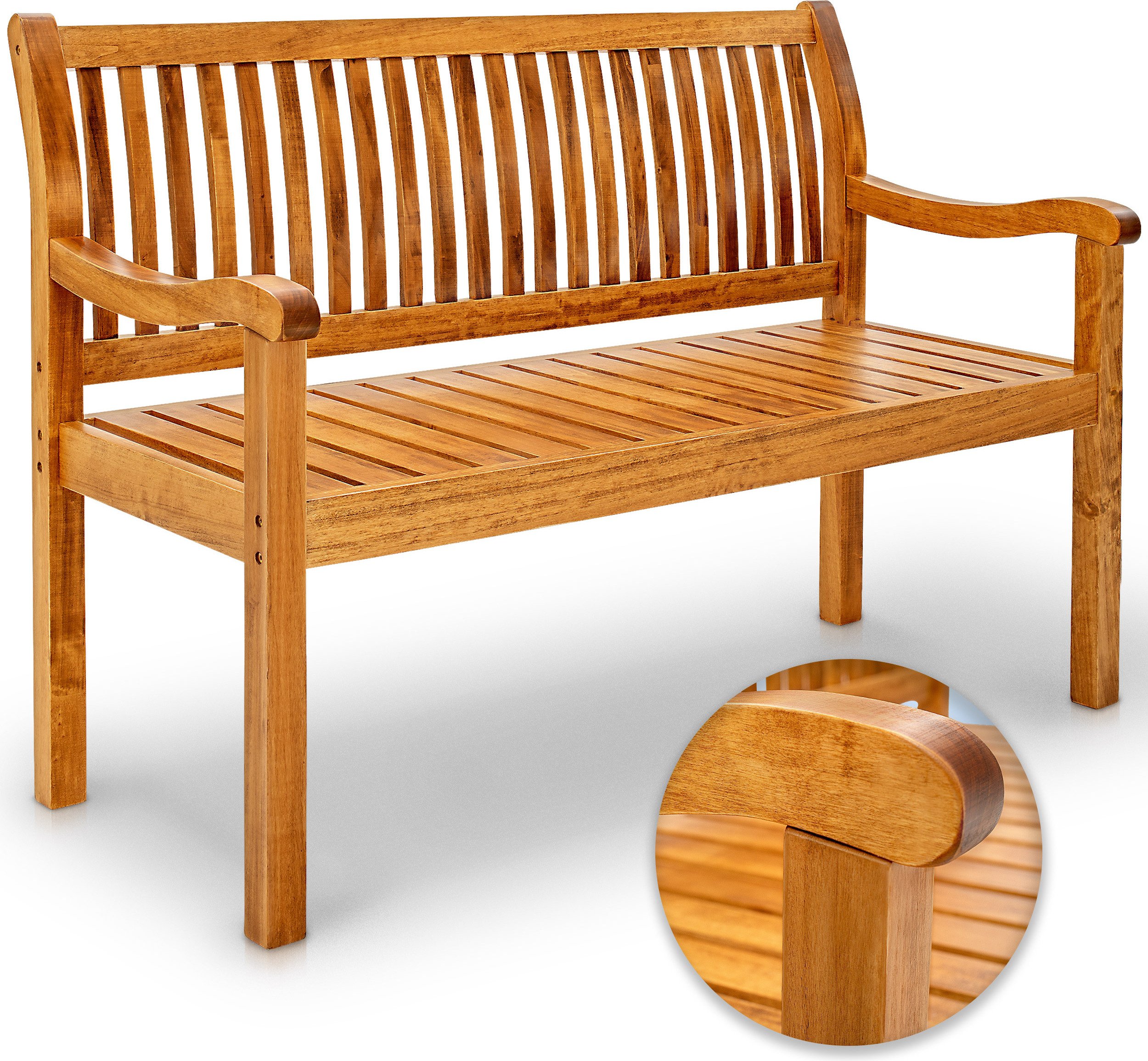 tillvex® ławka ogrodowa drewno jasnobrązowy 125 cm / 2 - 3 osoby ławka parkowa solidna ławka ogrodowa meble ogrodowe