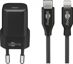 Kabel USB Goobay goobay Apple Lightning / USB-C PD charging set nano 20 watts, charger black, 1 meter cable, PD - Kable USB - miniaturka - grafika 1