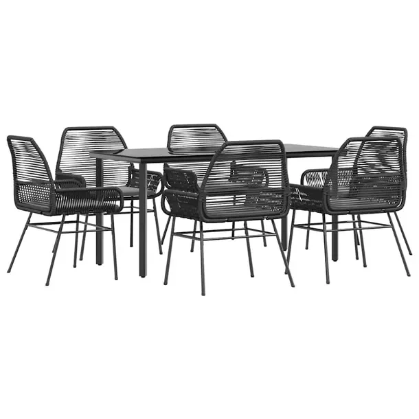 Zestaw mebli ogrodowych czarny, stół 160x80x74 cm, krzesła 57x60x86 cm