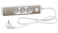 Listwy zasilające - SCHNEIDER Listwa zasilająca Electric Odace przeciwprzepięciowa 3 gniazd 1.5m 2xUSB brązowy ST933U1WB ST933U1WB - miniaturka - grafika 1
