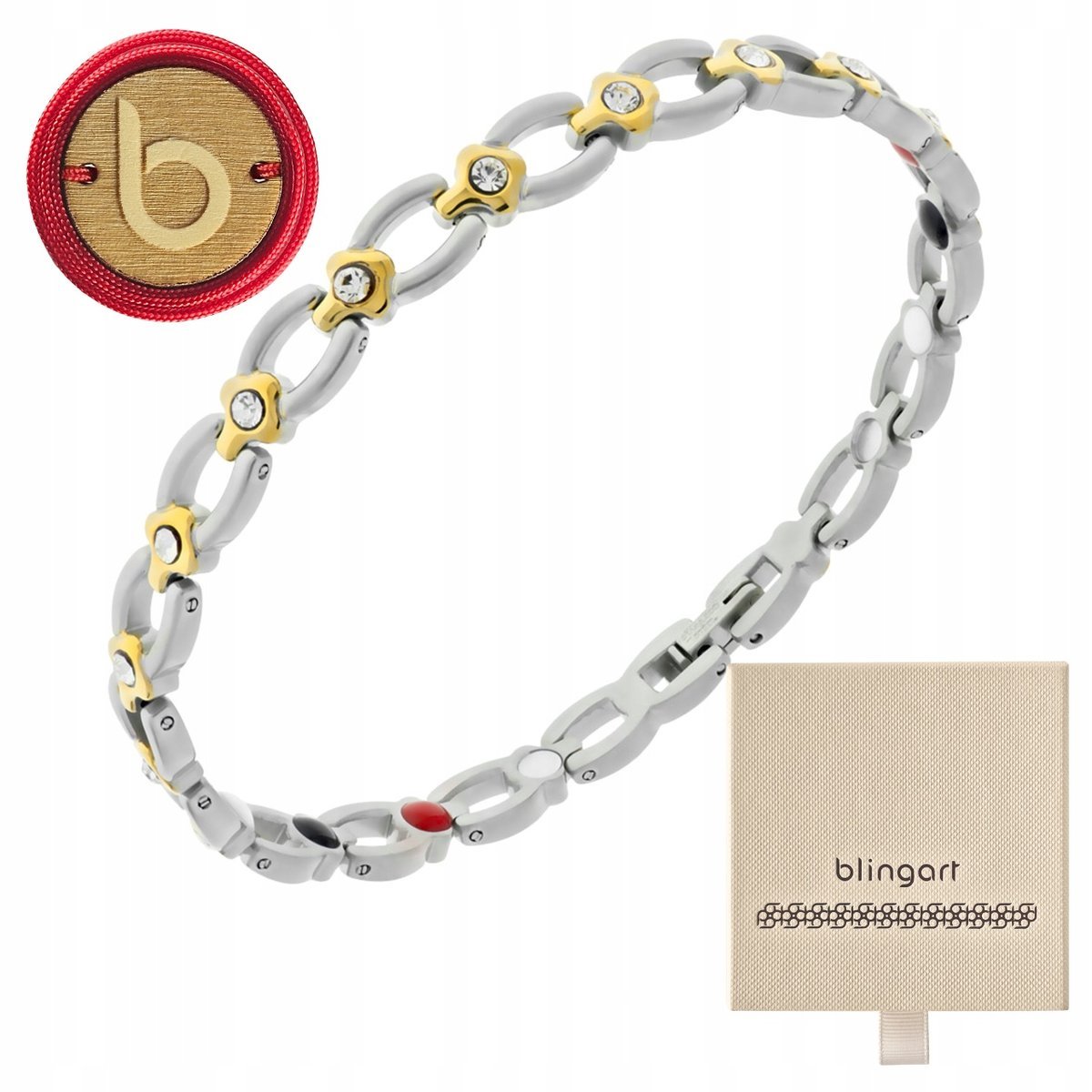 Bransoletka damska magnetyczna stal chirurgiczna pozłacana BLINGART