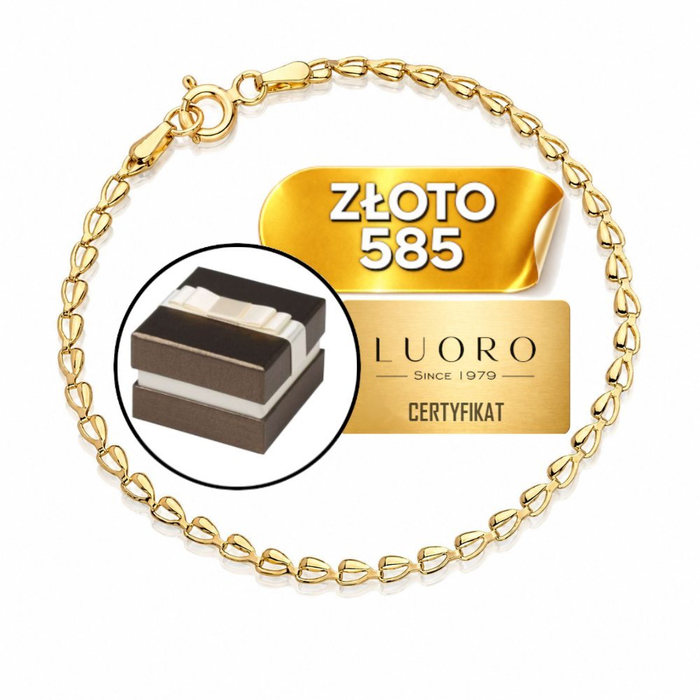 BRANSOLETKA ZŁOTA 585 14K SERDUSZKA OKRĄGŁE ZAPIĘCIE 18 CM ELEGANCKA