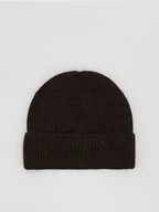 Czapki męskie - Reserved - Czapka beanie z domieszką wełny - ciemnobrązowy - miniaturka - grafika 1