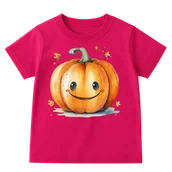 Koszulki dla dziewczynek - Fuksjowa koszulka dla dziewczynki z dynią - WZÓR dynia80 - miniaturka - grafika 1