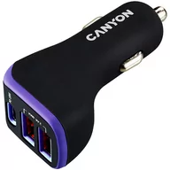 Ładowarki samochodowe - Ładowarka samochodowa CANYON 18 W USB-C PD USB-C USB-A Czarno-fioletowa (CNE-CCA08PU) - miniaturka - grafika 1
