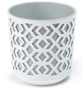 Doniczka z wkładem biały-jasny szary Aztek 30 cm - Donice - miniaturka - grafika 1