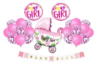 Baby shower i roczek - Balony Witaj W Domu Baby Girl Dziewczynka Gotowy Zestaw balonów Roczek różowe Hel - miniaturka - grafika 1