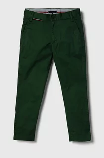 Spodnie i spodenki dla chłopców - Tommy Hilfiger spodnie dziecięce kolor zielony gładkie - grafika 1