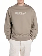 Bluzy męskie - Replay Bluza w kolorze beżowym - miniaturka - grafika 1
