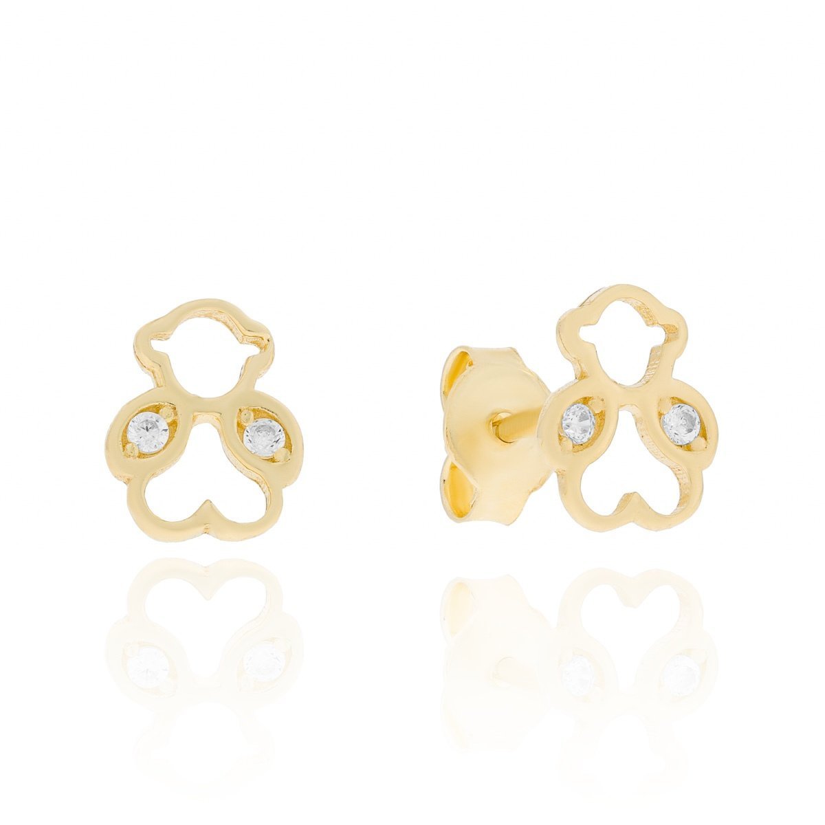 Złote kolczyki misie z cyrkoniami sztyfty pr. 333