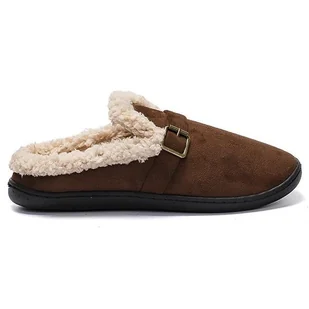 Kapcie Męskie Stylowe Wygodne Ocieplane Lekkie Papcie Z Ozdobą Rios Brązowe 40/41 - Kapcie męskie - miniaturka - grafika 1