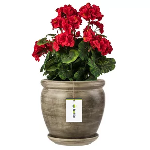 Doniczka Ceramiczna 22X24 Cm Z Podstawką Ciemny Beton - Donice - miniaturka - grafika 1