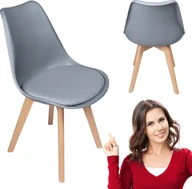 Krzesła - Nowoczesne krzesło z poduszką w stylu skandynawskim do salonu jadalni kuchni szare - miniaturka - grafika 1