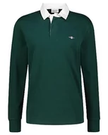Koszulki męskie - GANT Męski T-Shirt Reg Shield Heavy Rugger, Tartan Green, 4XL - miniaturka - grafika 1