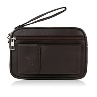 Torby męskie - Saszetka męska do ręki z miejscem na telefon ciemnobrązowa Paolo Peruzzi - miniaturka - grafika 1