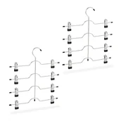 Skarpetki dla dzieci - Relaxdays Zestaw 2 wieszaków na spódnice lub spodnie, z klamerkami, nie zajmuje dużo miejsca, antypoślizgowe, srebrne, 2 sztuki - miniaturka - grafika 1