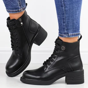 Czarne skórzane botki damskie Vinceza 91107 - Botki damskie - miniaturka - grafika 1