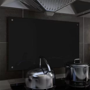 vidaXL Panel ochronny do kuchni, czarny, 80x50 cm, szkło hartowane - Akcesoria i części AGD - miniaturka - grafika 1