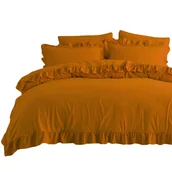 Pościel - Pościel 160x200 ruda brązowa z falbanką jednobarwna w pudełku jednobarwna Stonewashed Sudan Brown - miniaturka - grafika 1
